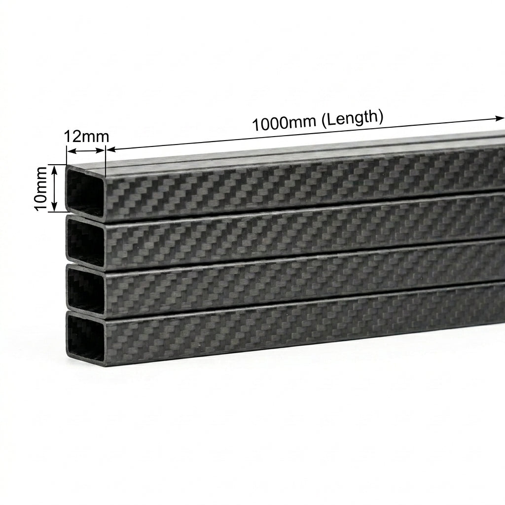3K Carbon Fiber Square Tube | High Strength Lightweight Pultruded Carbon Fiber Hollow Rod | Matte Finish | For RC, Drone, DIY, Robotics & Industrial Applications