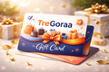TreGoraa gift card with decorative elements on a festive background